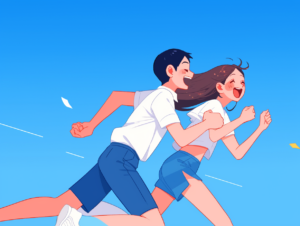 남자와 여자가 통풍을 예방하기 위해 달리기를 하고 있다.